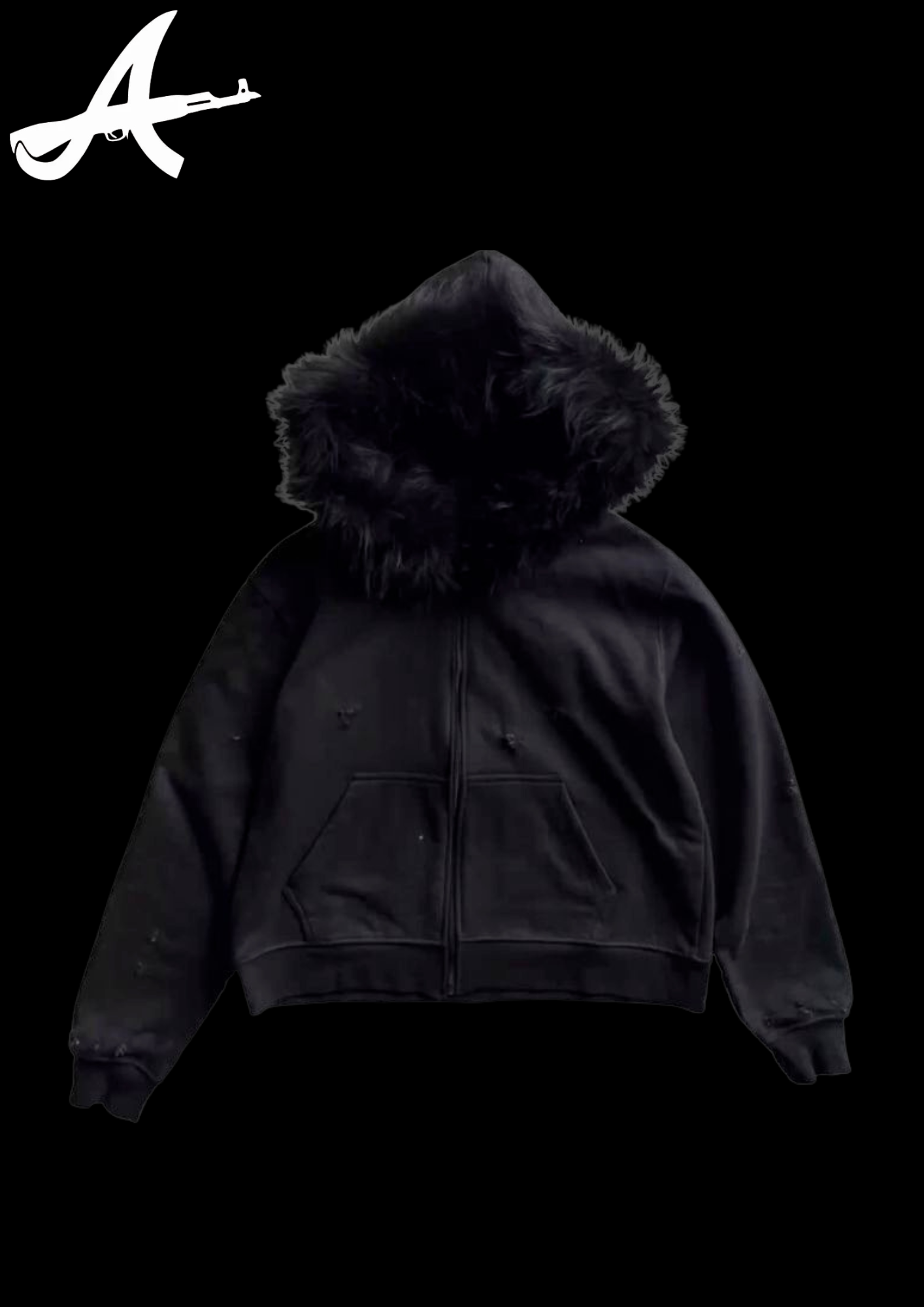 'BLACK FUR' ZIP HOODIE