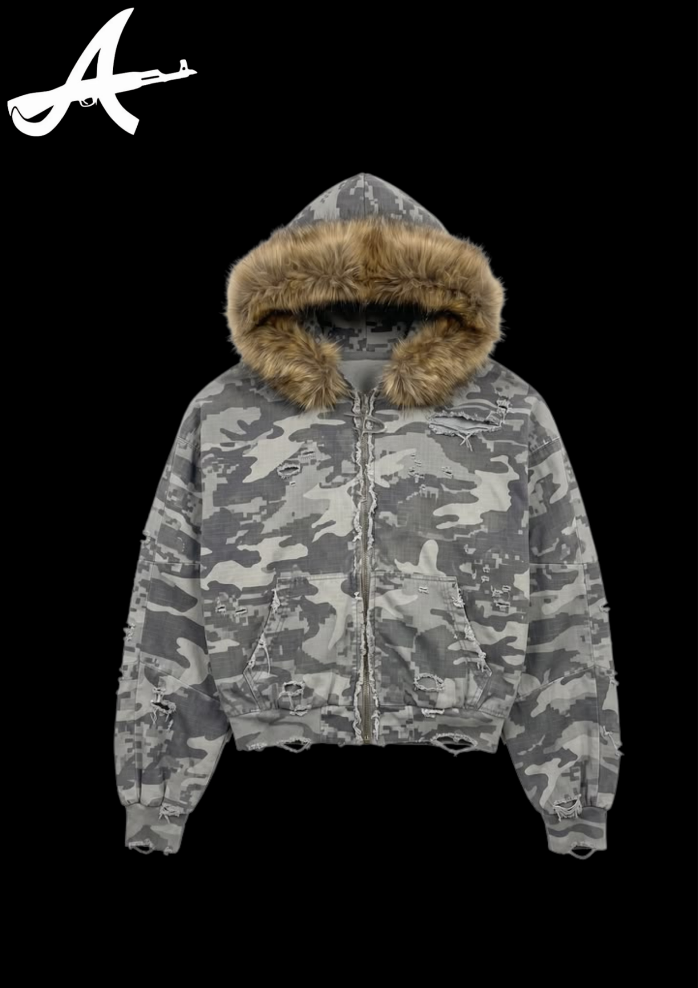'CAMOFLAGUE' FUR HOODIE