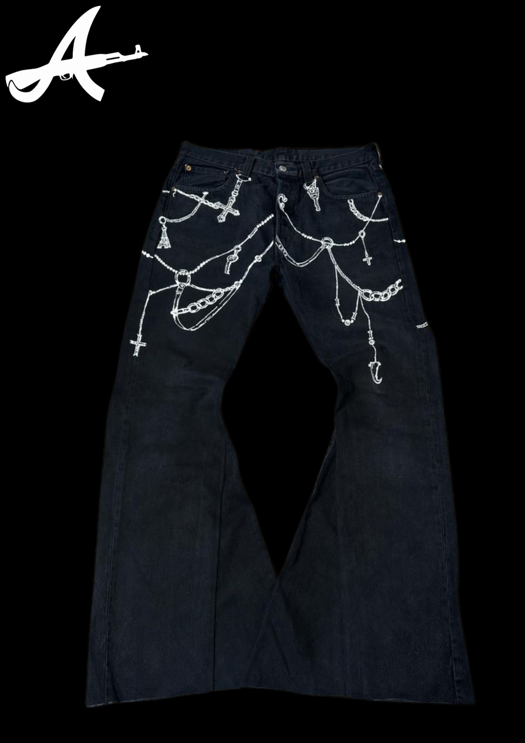 'CHAINS' FLARED JEANS